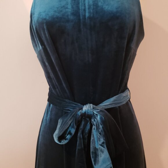 NWT BR Stretchy Velvet Teal Romper - Picture 7 of 12